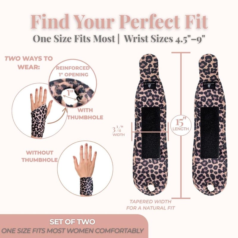 Activery Co Carpal Tunnel Wrist Brace Left Hand, Right Hand for Women, Day or Night Compression Wrist Support Brace for Fitness, Keyboard Use, or Overnight Support, 2 Pack, Leopard Print - Image 3